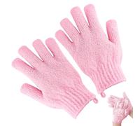 1 a Pair Exfoliating Gloves - Bamboo Shower Gloves - Bath and Body Exfoliator Mitts - Scrubs Away Ingrown Hair and Dead Skin - for Shower, Spa, Massage and Dead Skin Cell Remover - Pink