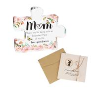 1 Acrylic Ornament for Mother, 1 Greeting Card, Acrylic Blessing Puzzle, Transparent Personalized Creative Design, Suitable as a Gift for Mother on Christmas and Thanksgiving Day