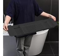1 Adjustable Bath Tub Organizer, Over The Tub Storage Tray, Bathtub Tray, White/Black Bath Caddy Bath Rack, Expandable Bathtub Tray Bathroom Rack Retractable Drainer Board Storage Shelf, 55-78 Cm