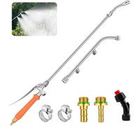 1 All-Metal Sprayer Wand, Adjustable Garden Sprayer Wand with 3 Nozzle Types, Long Reach Watering Lance for Hose, Brass & Stainless Steel Shower Set (3/8" & 1/4" Compatible)
