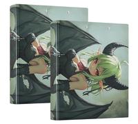 1 and 1/2 Inch Binder 3 Rings Sexy Little Devil Anime Girl with Interior Pockets 2 Pack Aesthetic Binder 200 Sheets