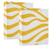 1 and 1/2 Inch Notebook Binders Round Rings Yellow Animal Patterns with Interior Pockets 2 Pack Office Binder 200 Sheets