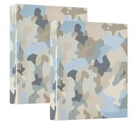 1 and A Half Inch Binder 3 Ringed Camouflage Watercolor with Pockets 2 Pack Office Binder Hardcover