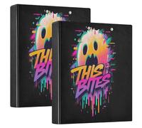 1 and A Half Inch Binder Horror Graffiti Ghosts This Bites Three-Ringing Binder with Pockets 2 Pack School Binders 200 Sheets