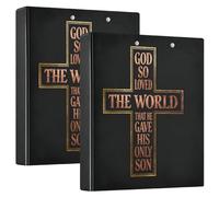 1 and A Half Inch Binders God So Love The World Cross 3 Ringing Binders with Pockets 1 Pack for Letter Size (11" X 8.5") 200 Sheets