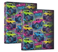 1 and A Half Inch Binders Neon Monsters Trucks Big Power Comic Style