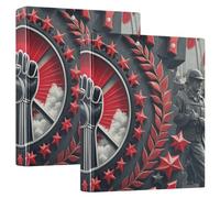 1 and A Half Inch Binders Round Rings Labor Day Fist Red and Black with Pockets 2 Pack Aesthetic Binder Hardcover