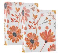 1 and A Half Inch Notebook Binders Three-Rings Playful Autumn Daisy Red Orange with Pocket Cover 2 Pack Office Binder 200 Sheets