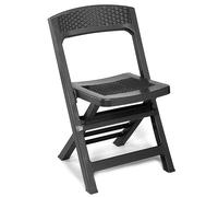 (1, Anthracite ) Collapsible Outdoor Folding Garden Chair Outdoor Camping Patio Black Lounge Seat