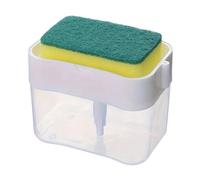 1 automatic dispenser, detergent box, kitchen press type dishwashing soap with sponge wipe(WHITE)