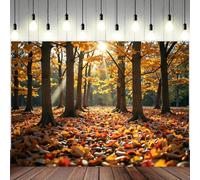 1 Autumn Maple Leaf Photo Backdrop - Vivid autumn landscape, sunlight filtering through the trees, polyester material 250x180CM