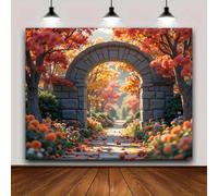 1 Autumn Photo Background - Bright Autumn Leaf Arch Design, Durable Polyester Home Autumn Decoration 250x180CM