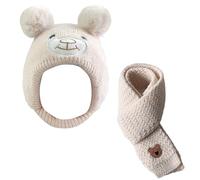 1 Baby Knitted Hat, 1 Knitted Scarf, Winter Thickened Warm Hat, Cute Beanie, Cold-Proof Neck Scarf, Outdoor Warm Suit