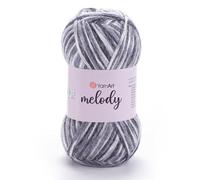 1 Ball YarnArt Melody Variegated, Chainette Yarn, Shiny Metallic Sheen Yarn for Knitting, Crochet, Embroidery, 100 grams (3.5 oz), 230 meters (251 yards), 70% Polyamide 21% Acrylic 9% Wool Blend - 905