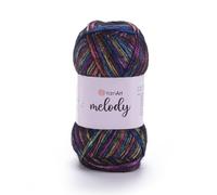 1 Ball YarnArt Melody Variegated, Chainette Yarn, Shiny Metallic Sheen Yarn for Knitting, Crochet, Embroidery, 100 grams (3.5 oz), 230 meters (251 yards), 70% Polyamide 21% Acrylic 9% Wool Blend (901)