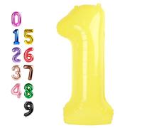 1 Balloons Number for First Birthday, Yellow Balloon Numbers 40 Inch, Balloon for Baby Shower, Big Baloon for 1, 11, 21, 100 Birthday Wedding Anniversaries Party