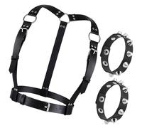 1 Belt, 2 Bracelets, Adjustable Vest Belt, Role-Playing Dress-Up, Party And Dance Props, Rock Personality Bracelet, Hip-Hop Punk Style.