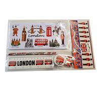#1 Bestselling All In One School Kit - London Souvenir - Pen / Pencil Case, Sharpener, Eraser / Rubber, Ruler (inches/cm) - Trousse / Federmappchen / Caja de Lapices / Astuccio - White - EVERYTHING LONDON - Black Cab / Red Phone Box / London Bus / Royal Guard / Beefeater / Tower of London / Big Ben / Westminster Abbey / Tower Bridge / St Paul's Cathedral - Top Quality Product S01