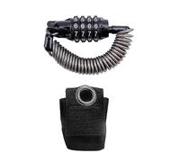 1 Bicycle Lock with 1 Storage Bag, Digital Code Lock, Helmet Lock, Anti-Theft Cable Lock, Chain Rope Combination Lock, Suitable for Bicycles, Motorcycles (Black)