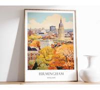 1 Birmingham Poster England Poster Birmingham Travel print Birmingham Wall Art England Travel Po Poster A5 - Wall Art Home Decor Movie Poster Canvas Film Cinema Retro Vintage Cult Classic Nostargic S