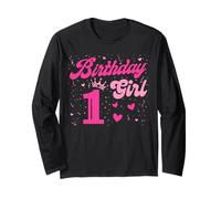1 Birthday Girl Sweet one 1st Pink Crown Tee for Girls Long Sleeve T-Shirt