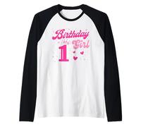 1 Birthday Girl Sweet one 1st Pink Crown Tee for Girls Raglan Baseball Tee