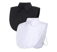 (1 Black and 1 White) 2 Pieces Fake Collar Detachable Blouse Dickey Collar Half Shirts False Collar For Women Favors