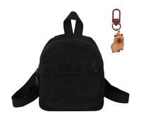 1 Black Backpack, 1 Capybara Pendant, Simple Solid Color, Cute And Compact, Universal For Both Men And Women, Fashionable Velvet Backpack.