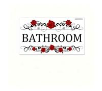 1 Black & Red Rose Horizontal Rectangular Toilet Signs for Bathroom Doors