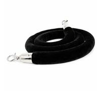 1 Black Velvet Rope with Chrome Hooks 150cm - Luxury Stanchion Barrier Rope for Queue Management & Crowd Control