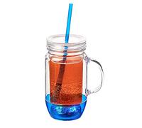1 Blue LED Drinking Glass with Straw Plastic Glasses Mason Jars with Lids and Straws Smoothie Cup Tumbler with Straw and Lid Slushie Cup Mason Jars with Handles Light Up Glasses Drinking