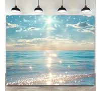1 blue ocean view background banner - suitable for birthdays holidays parties multiple sizes to choose from