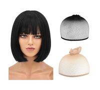 1 Bobo Head Wig And 2 Hair Nets, Qi Liu Hai Short Hair Styling, Role-Playing Wigs, Makeup And Clothing Supplies.