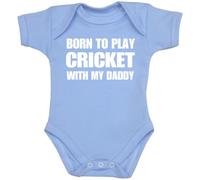 1 Born to Play Cricket with my Daddy Baby Clothes Bodysuit Vest NB-12 mth SKY BLUE 3-6