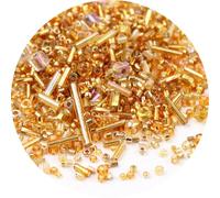 1 Bottle 15ml Mixed Glass Craft Beads, Glass Loose Spacer Beads for Bracelets, Crafting, Keychain, About 1200Pcs, Gold