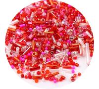 1 Bottle 15ml Mixed Glass Craft Beads, Glass Loose Spacer Beads for Bracelets, Crafting, Keychain, About 1200Pcs, Red