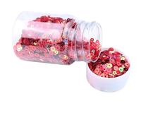 1 Bottle 50ml Glitter Loose Sequins with Hole PVC Sparkle Round Paillettes 2/3/4mm Red Sequins for Sewing（Approx 9000pcs）