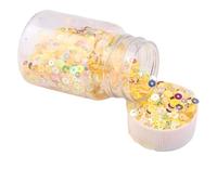 1 Bottle 50ml Glitter Loose Sequins with Hole PVC Sparkle Round Paillettes 2/3/4mm Yellow Sequins for Sewing（Approx 9000pcs）