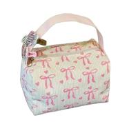 1 Bow-Shaped Love Cosmetic Bag and 1 Coin Purse, Soft Corduroy Texture, Portable Storage Tool, Suitable for Small Things to Organize and Store.