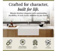 1 Bowl Fireclay Belfast Kitchen Sink & Basket Strainer Waste, 795 x 460 x 254mm