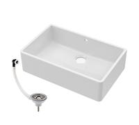 Balterley 795mm Butler White Kitchen Sink, Single Bowl with Waste & Overflow, Durable Butler Fireclay Ceramic Kitchen Sink Bowl, Large Ceramic Apron Front Farmhouse Sinks - 795 x 500 x 220mm (White)