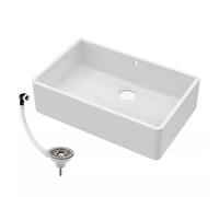 Balterley 795mm Butler White Kitchen Sink, Single Bowl with Waste & Overflow, Durable Butler Fireclay Ceramic Kitchen Sink Bowl, Large Ceramic Apron Front Farmhouse Sinks - 795 x 500 x 220mm (White)