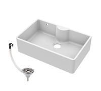 795mm - 1 Bowl Fireclay Butler Kitchen Sink - Tap Ledge, Overflow & Waste
