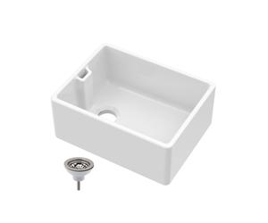 1 Bowl Fireclay Ceramic Belfast Sink & Strainer Waste - 595mm