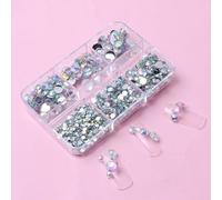 1 Box 1000pcs AB White Resin Rhinestone 2/3/4/5/6mm Flat Back Gems Nail Art Gems Rhinestone for Craft