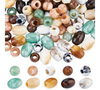 1 Box 150pcs 12MM/13MM Acrylic Large Hole Beads Round Oval Opaque European Imitation Painted Stone Loose Spacer Polished Rondelle Bead Bulk for Jewellery Making Bracelet Necklace Diy Craft Supply