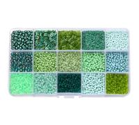 1 Box 212 Grams Mixed Glass Seed Beads 2-7MM Loose Glass Spacer Beads for Craft DIY Beading, Green