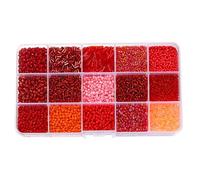 1 Box 212 Grams Mixed Glass Seed Beads 2-7MM Loose Glass Spacer Beads for Craft DIY Beading, Red