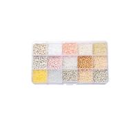 1 Box 212 Grams Mixed Glass Seed Beads, 2-7mm Small Glass Seed Beads for Bracelets, Crafting, Keychain, Beige Tone