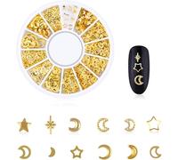 1 Box 3D Metal Rivet Stickers Nail Art Decoration Gold Punk Hollow Star Moon Shell Shapes DIY Nails Design Nail Art Accessories